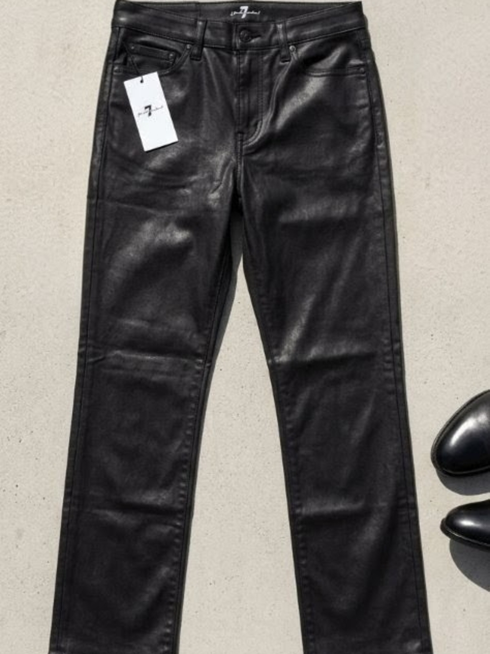 NWT 7 For All Mankind Women's High Rise Coated Denim Slim Kick Flare Jeans